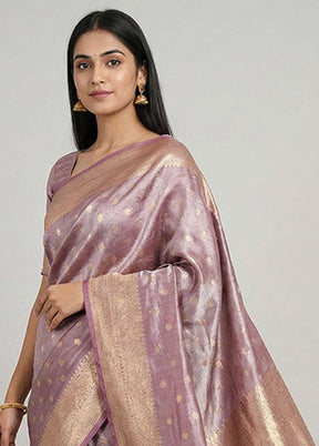 Purple Tissue Silk Saree With Blouse Piece