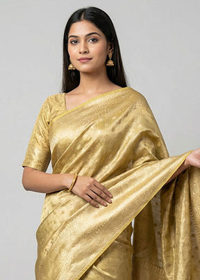 Yellow Tissue Silk Saree With Blouse Piece