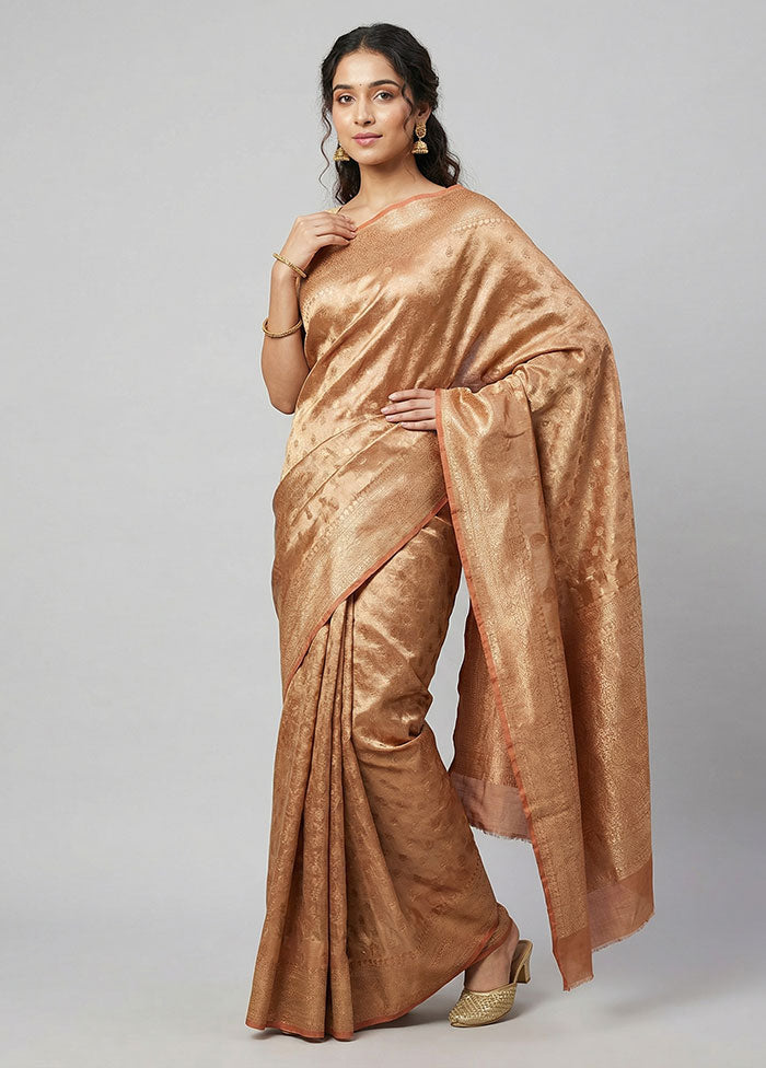 Pink Tissue Silk Saree With Blouse Piece