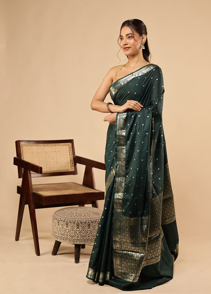 Green Dupion Silk Saree With Blouse Piece