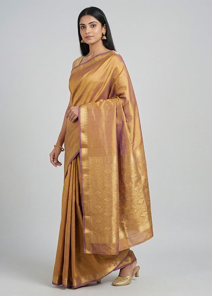 Brown Kanjivaram Silk Saree With Blouse Piece