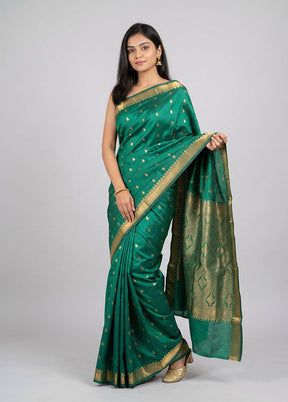 Green Kanjivaram Silk Saree With Blouse Piece