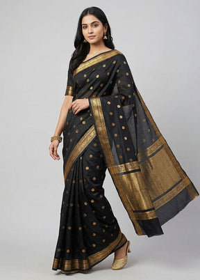 Black Kanjivaram Silk Saree With Blouse Piece
