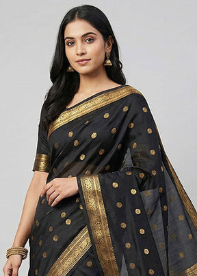 Black Kanjivaram Silk Saree With Blouse Piece