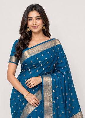 Green Handloom Kanjivaram Pure Silk Saree With Blouse Piece