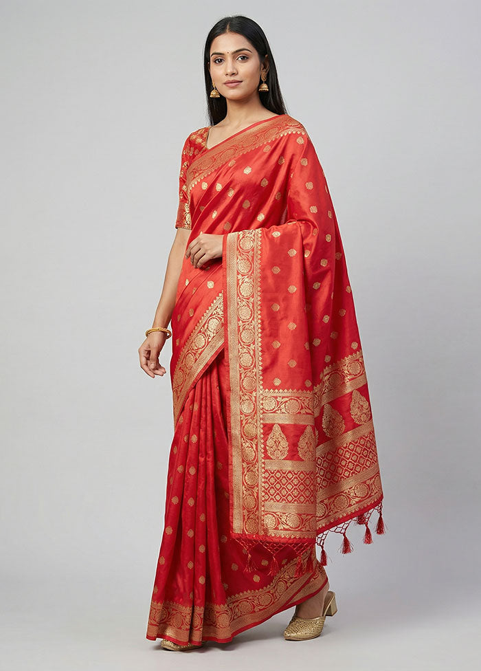 Pink Dupion Silk Saree With Blouse Piece