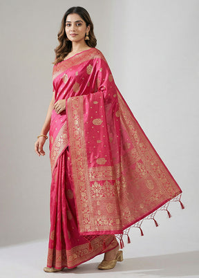 Pink Dupion Silk Saree With Blouse Piece