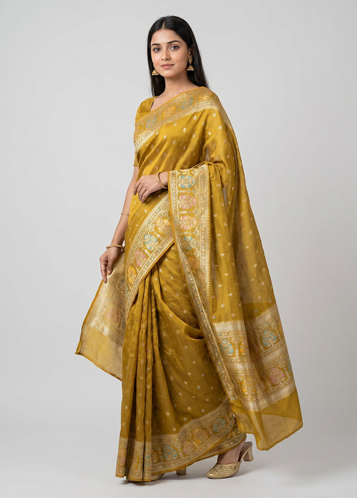 Green Dupion Silk Saree With Blouse Piece