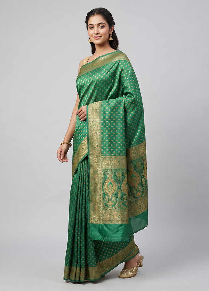 Green Dupion Silk Saree With Blouse Piece