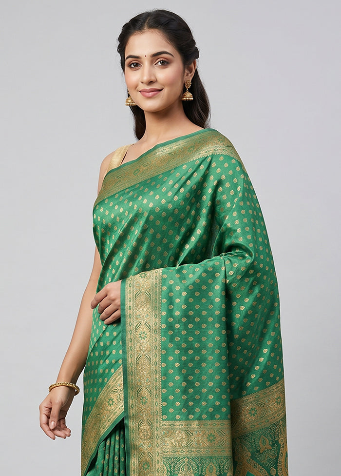 Green Dupion Silk Saree With Blouse Piece