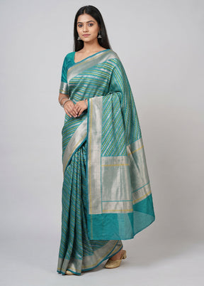 Green Kora Silk Saree With Blouse Piece