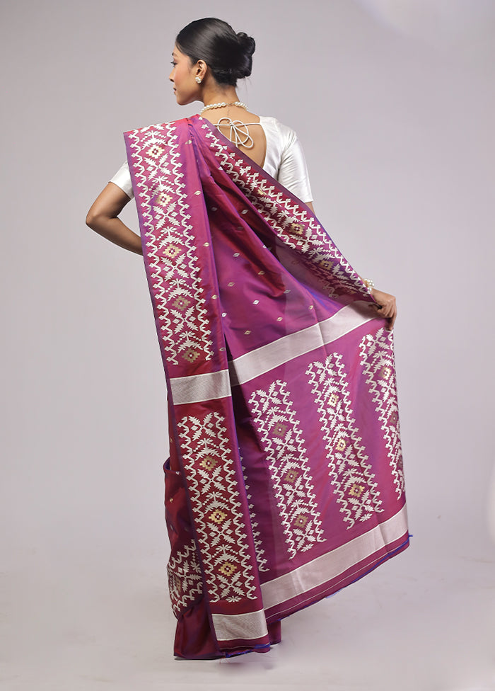 Pink Dupion Silk Saree With Blouse Piece
