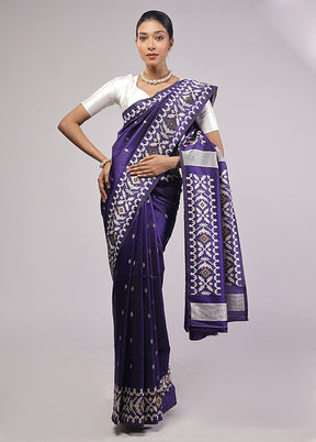 Purple Dupion Silk Saree With Blouse Piece