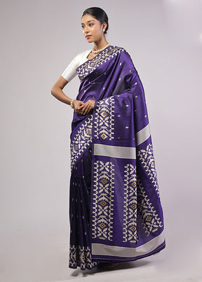 Purple Dupion Silk Saree With Blouse Piece