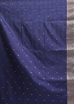 Blue Dupion Silk Saree With Blouse Piece