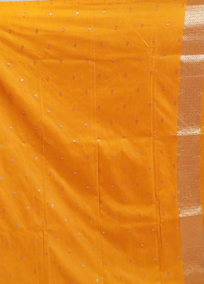Yellow Dupion Silk Saree With Blouse Piece