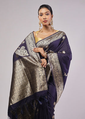 Purple Dupion Silk Saree With Blouse Piece