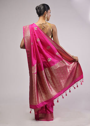Pink Dupion Silk Saree With Blouse Piece