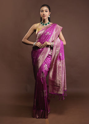 Purple Dupion Silk Saree With Blouse Piece