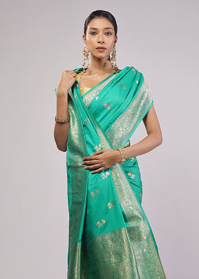 Green Dupion Silk Saree With Blouse Piece