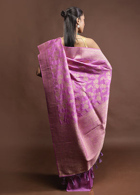 Purple Dupion Silk Saree With Blouse Piece