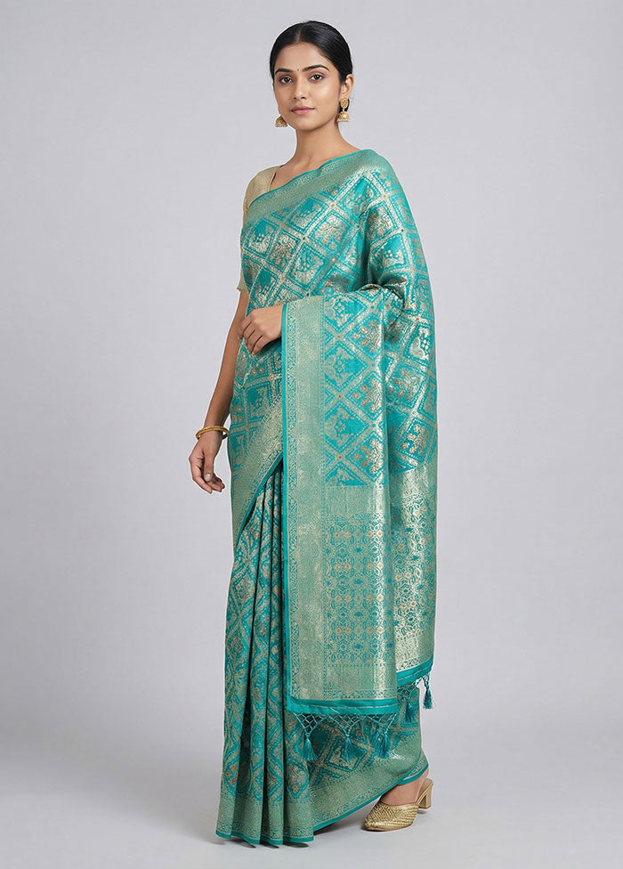 Green Dupion Silk Saree With Blouse Piece