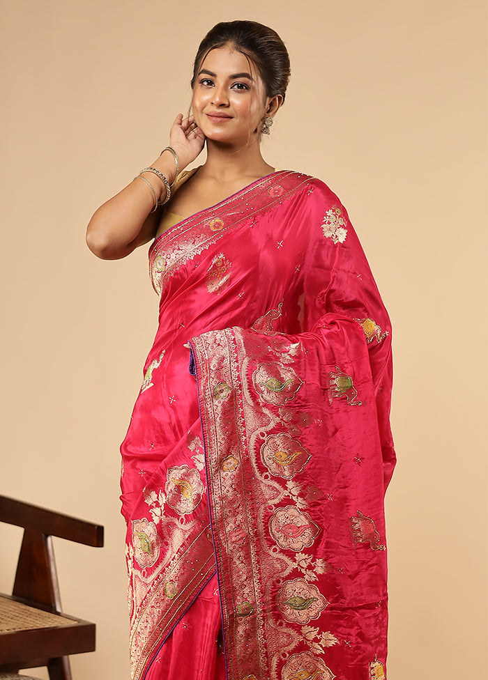 Pink Georgette Saree With Blouse Piece
