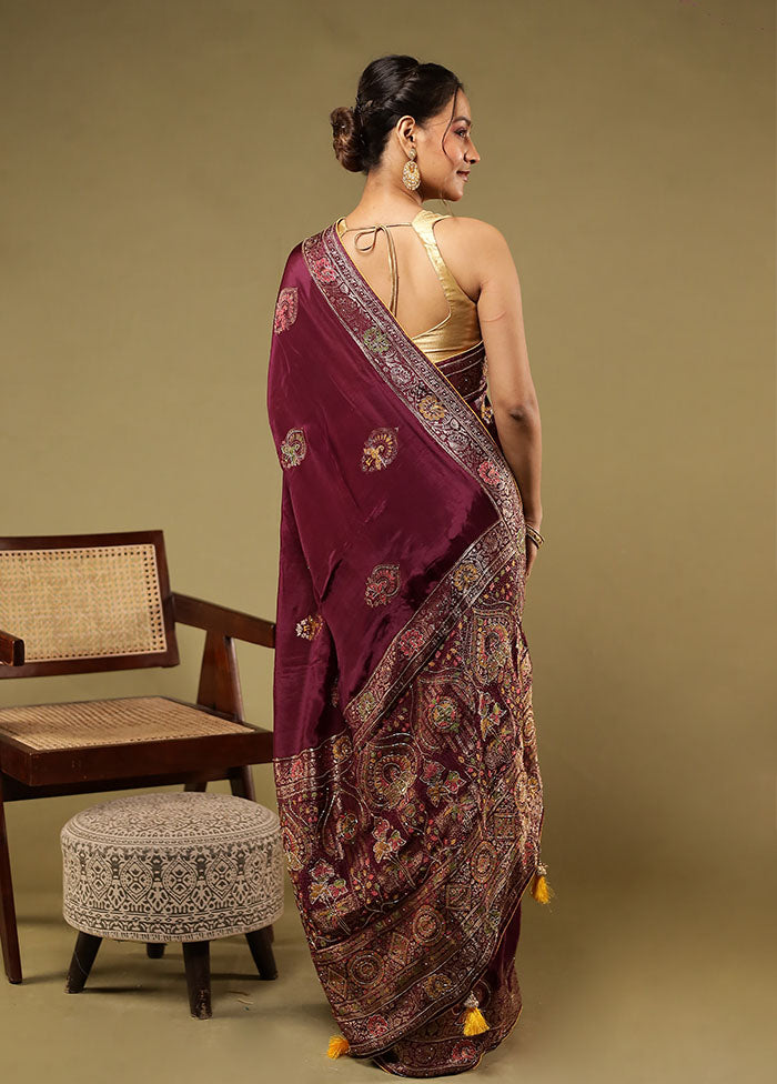 Purple Georgette Saree With Blouse Piece