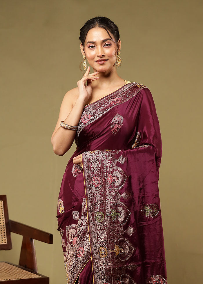 Purple Georgette Saree With Blouse Piece