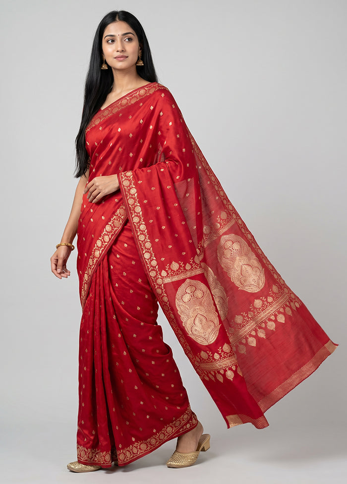 Pink Banarasi Silk Saree With Blouse Piece