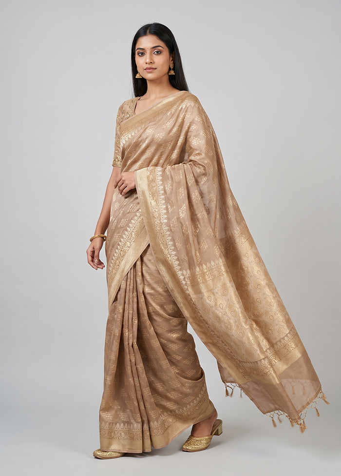 Cream Tissue Silk Saree With Blouse Piece