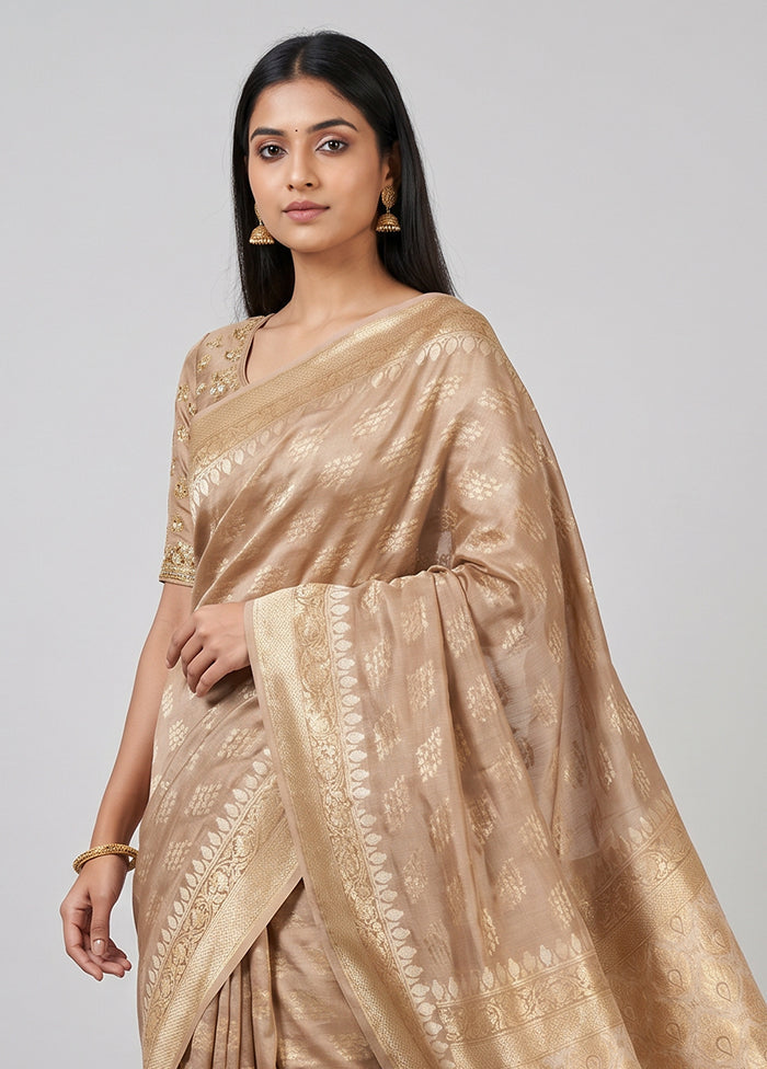 Cream Tissue Silk Saree With Blouse Piece