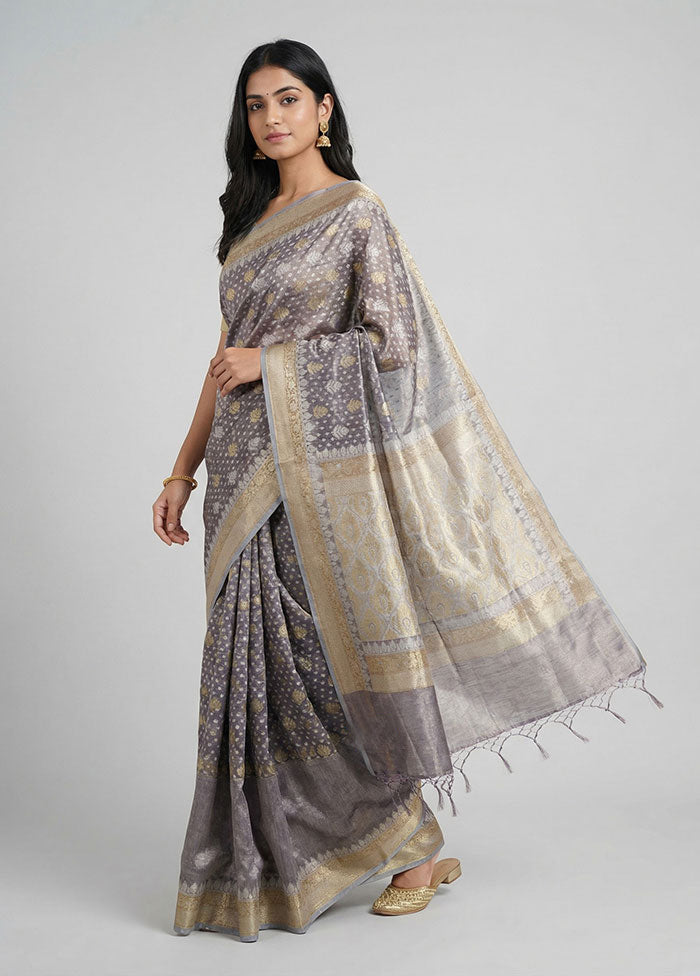 Purple Tissue Silk Saree With Blouse Piece