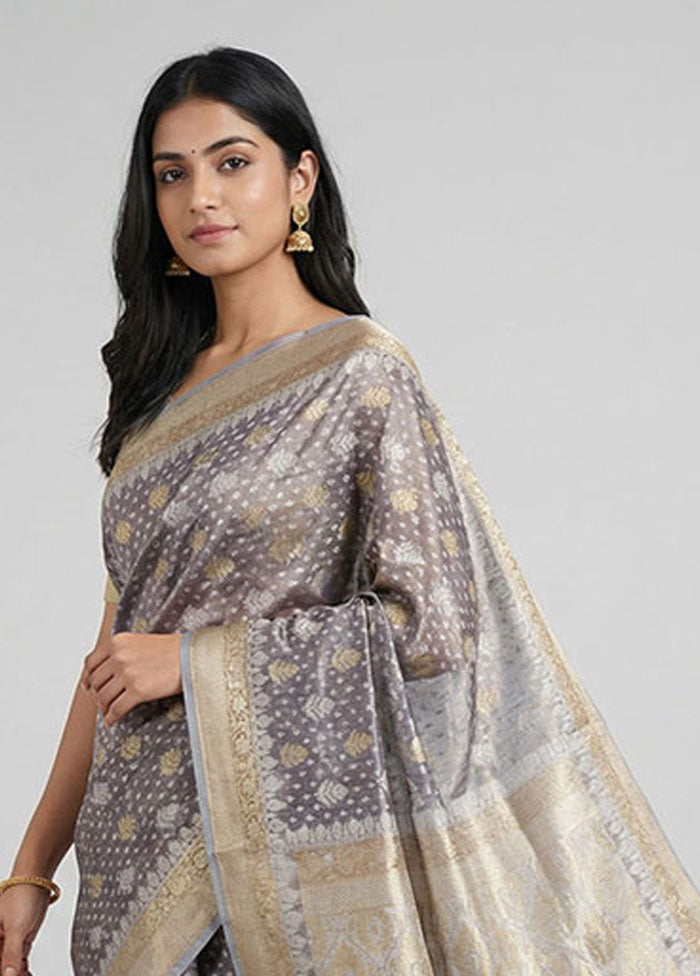 Purple Tissue Silk Saree With Blouse Piece