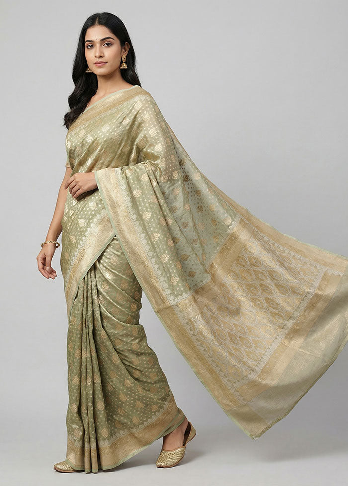 Cream Tissue Silk Saree With Blouse Piece