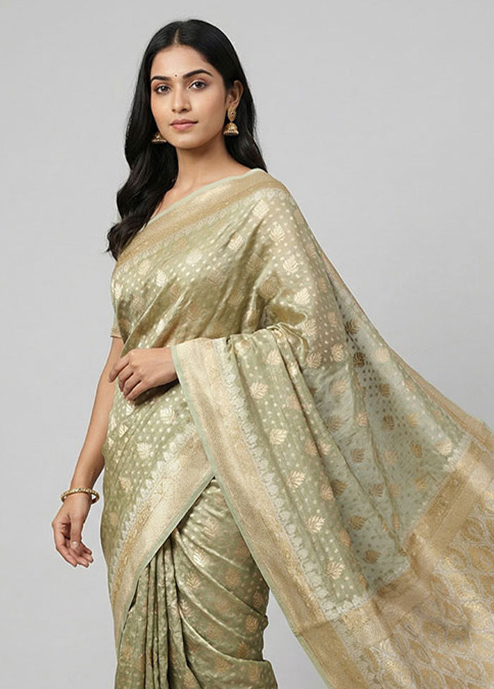 Cream Tissue Silk Saree With Blouse Piece