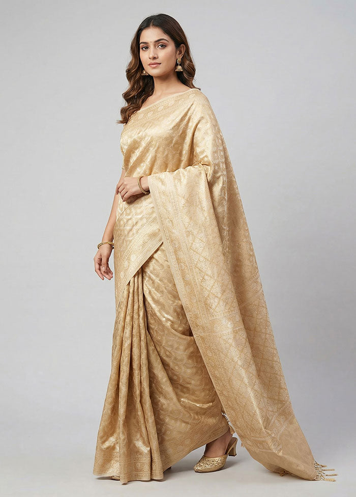 Cream Tissue Silk Saree With Blouse Piece