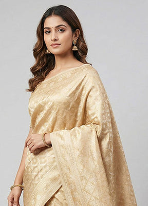 Cream Tissue Silk Saree With Blouse Piece