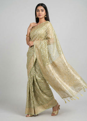 Cream Tissue Silk Saree With Blouse Piece