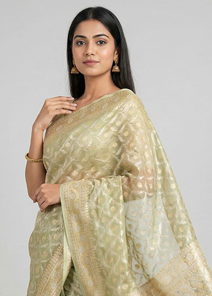 Cream Tissue Silk Saree With Blouse Piece