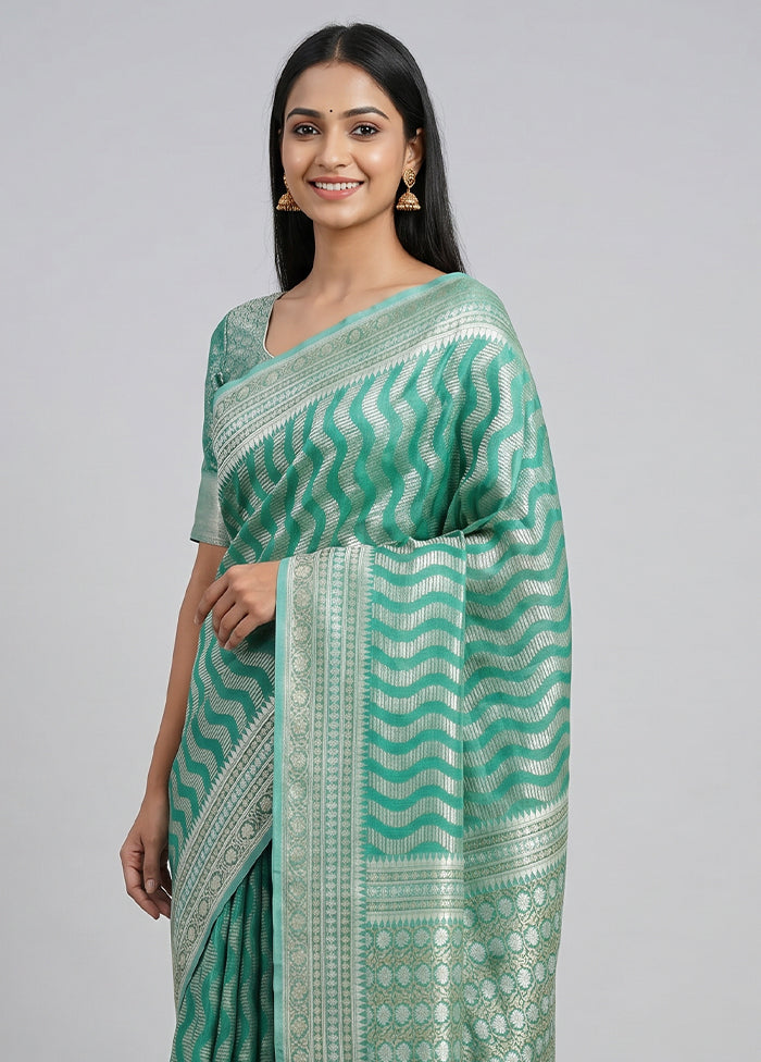Green Tissue Silk Saree With Blouse Piece