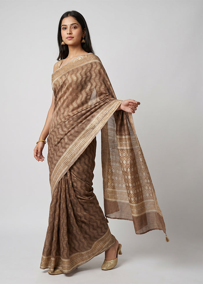 Cream Tissue Silk Saree With Blouse Piece