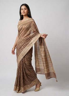 Cream Tissue Silk Saree With Blouse Piece