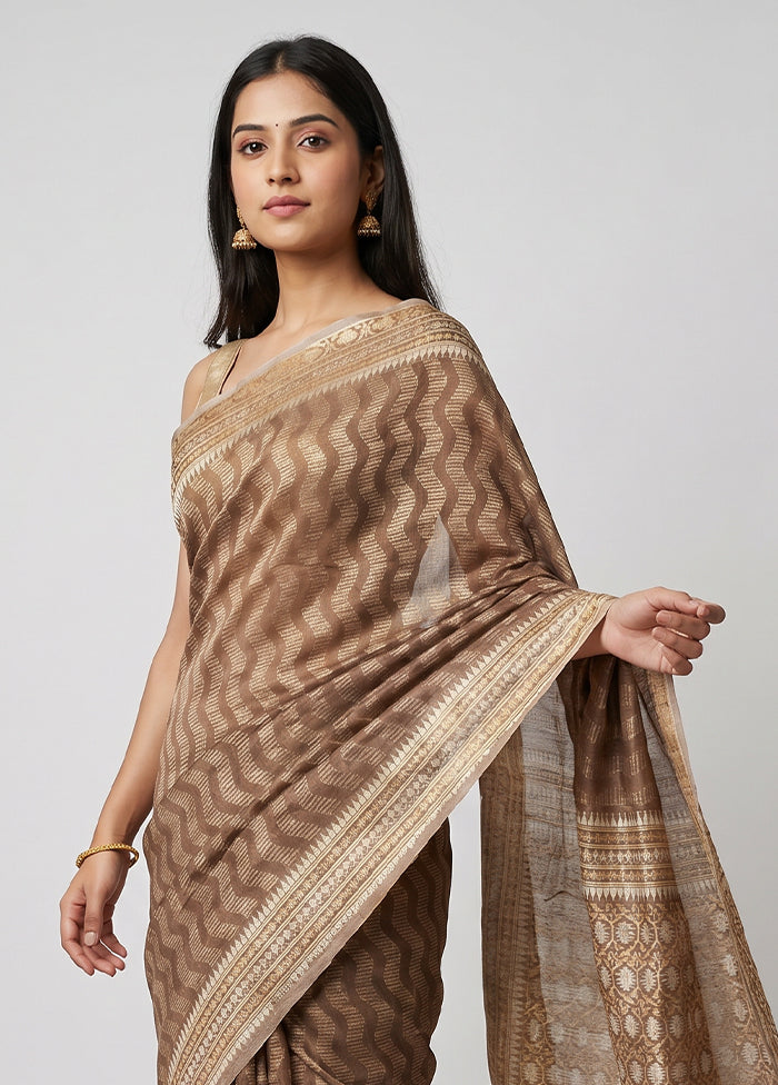 Cream Tissue Silk Saree With Blouse Piece