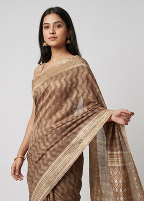 Cream Tissue Silk Saree With Blouse Piece