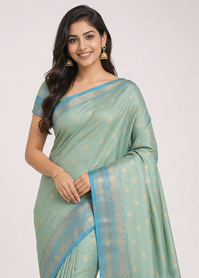Green Handloom Kanjivaram Pure Silk Saree With Blouse Piece