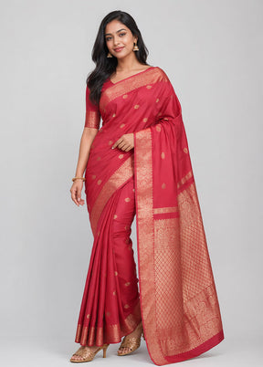 Red Handloom Kanjivaram Pure Silk Saree With Blouse Piece