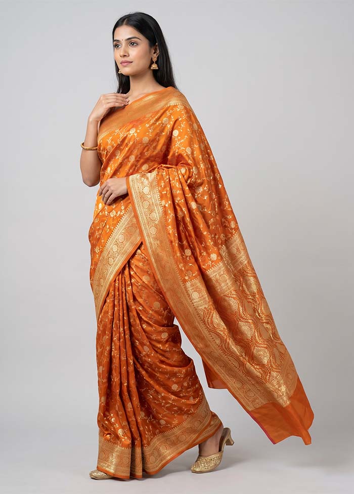Yellow Banarasi Silk Saree With Blouse Piece