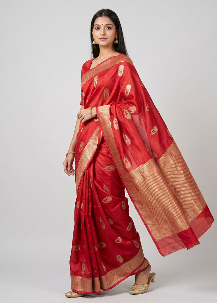 Pink Dupion Silk Saree With Blouse Piece