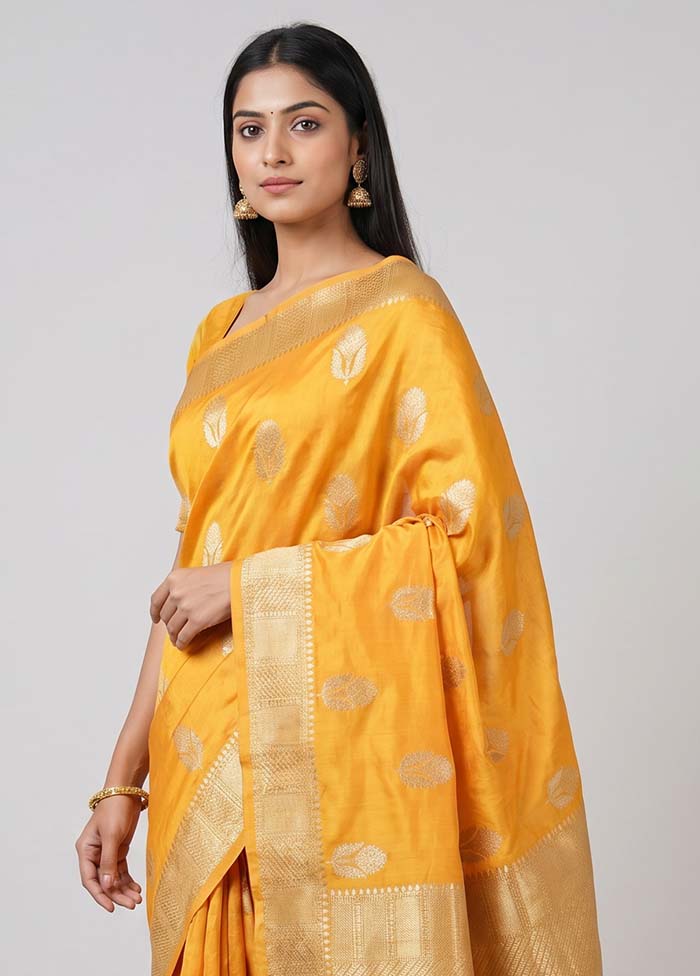 Peach Dupion Silk Saree With Blouse Piece